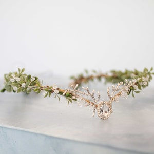 Fairy crown, elven circlet, woodland headpiece, bridal tiara, forest elf floral crown, enchanted faerie woodland headband, elf head piece image 5