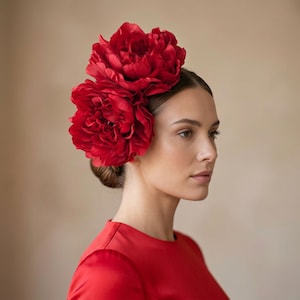Rote Pfingstrose Fascinator Stirnband