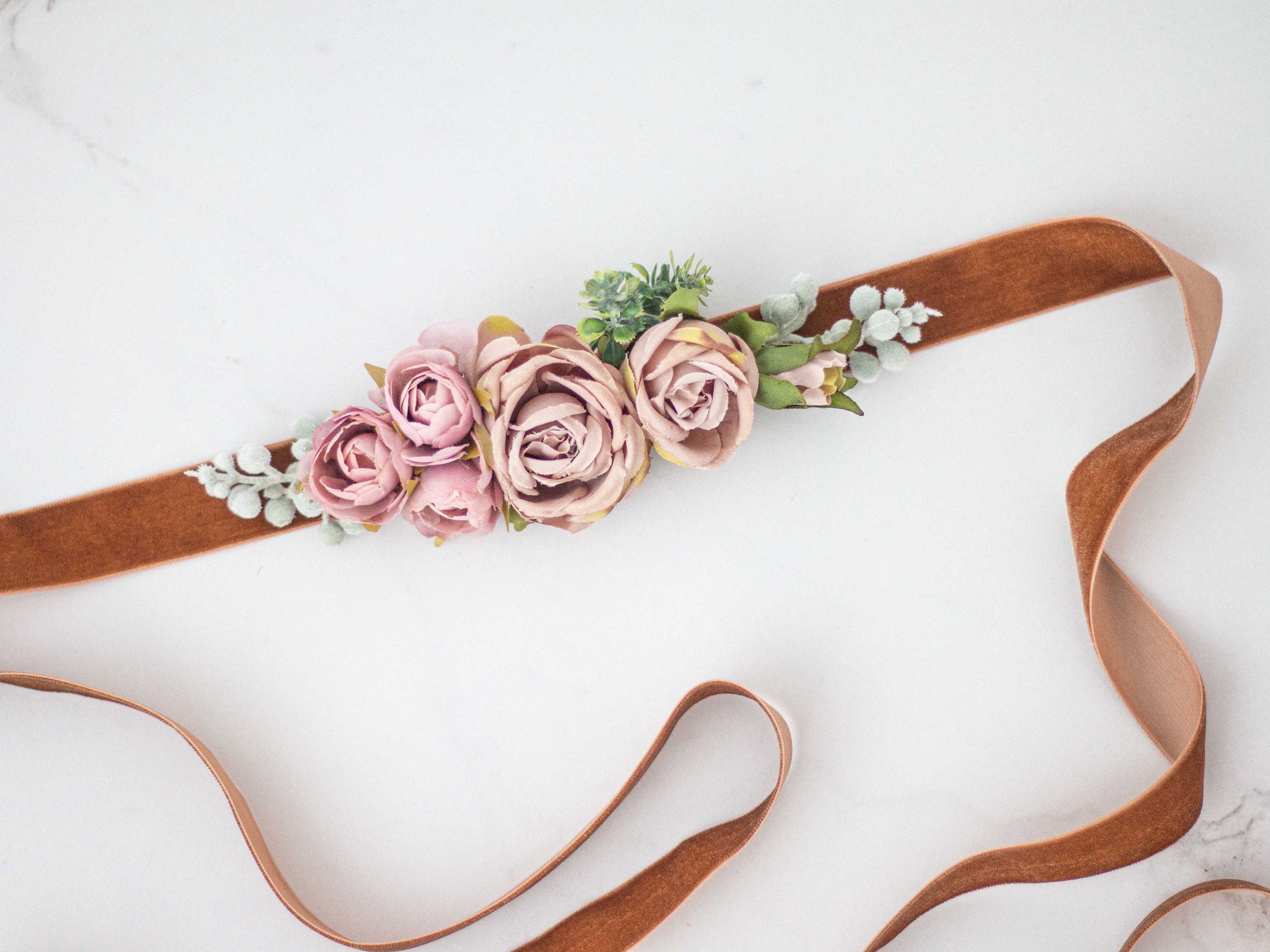 1 Inch May Flowers Ribbon on Rose Nylon Webbing