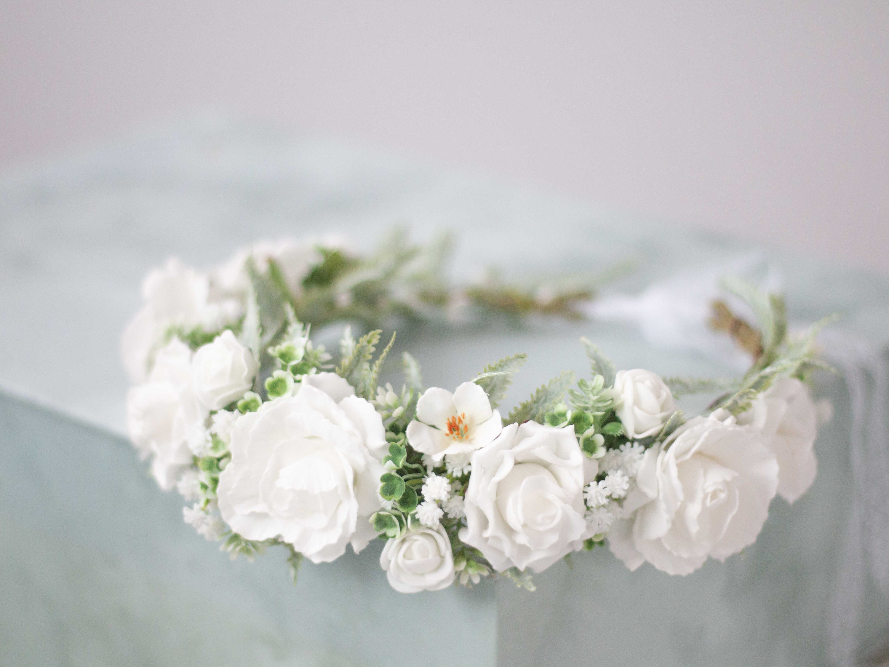 White Flower Crown Wedding White Rose Flower Crown Wedding