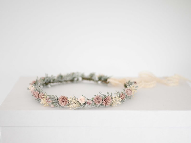 Bloemen Diadeem Bruid Bloemenkroon Tiara Nepbloemen Bruids Tiara Bloemen Bruid Bloemen Haar Bloemenslinger Vintage Hoofd Krans Hoofdband afbeelding 1