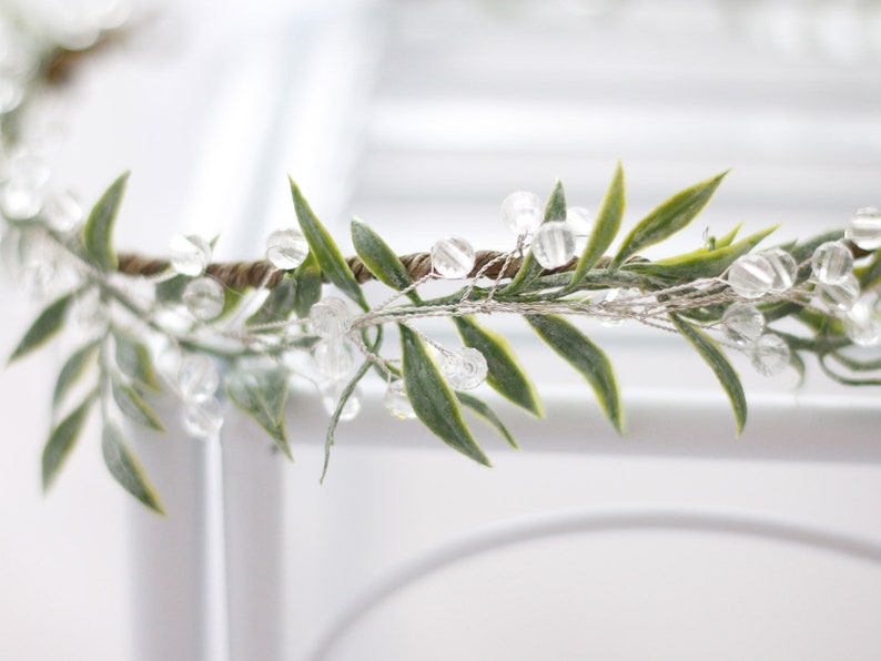 Leaf Flower Crown Greenery Flower Crown Crystal Flower Etsy