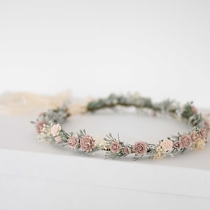 Bloemen Diadeem Bruid Bloemenkroon Tiara Nepbloemen Bruids Tiara Bloemen Bruid Bloemen Haar Bloemenslinger Vintage Hoofd Krans Hoofdband afbeelding 6