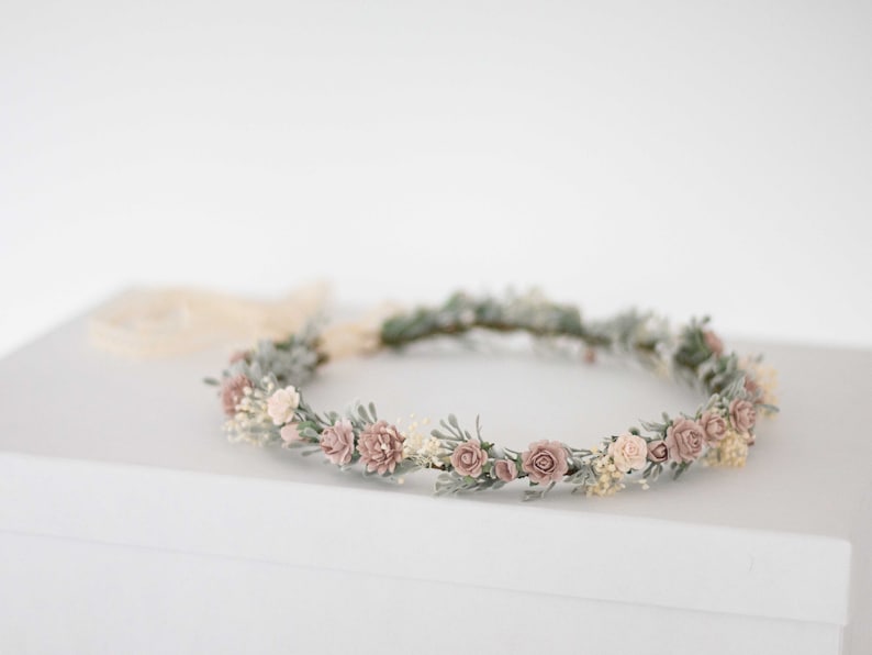 Bloemen Diadeem Bruid Bloemenkroon Tiara Nepbloemen Bruids Tiara Bloemen Bruid Bloemen Haar Bloemenslinger Vintage Hoofd Krans Hoofdband afbeelding 6