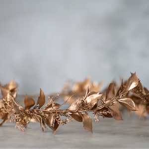 Gold leaf crown, greek flower crown, gold leaves headband, goddess gold headband, gold fern leaf wreath, golden headpiece, flower girl halo image 2