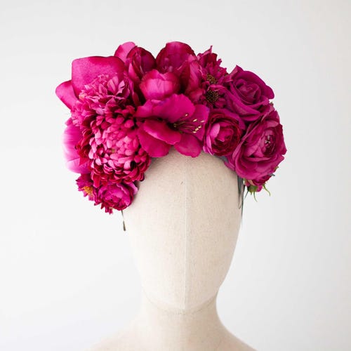 Hot Pink Flower Headband: Fuchsia Colored Oversized Floral  display picture 2