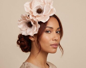 Taupe and Chocolate Brown Feather Fascinator Made on  display picture 3