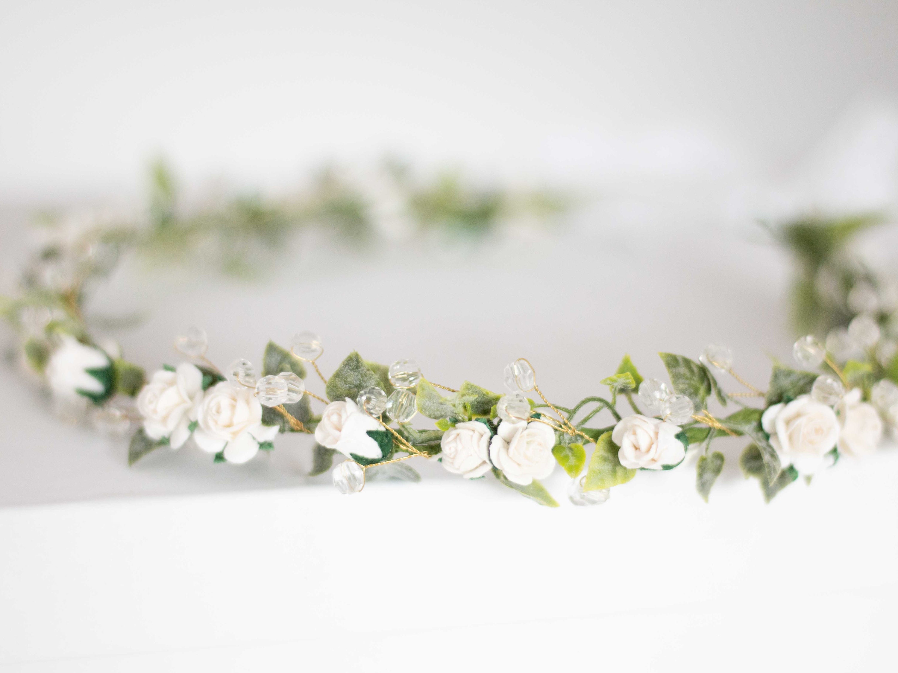 Coroncina Di Fiori Fata Per Bambina E Donna - Ghirlanda Floreale Boho Con Nastro Regolabile - Accessorio Perfetto Per Matrimonio, Halloween E Festa (Bianco) - 2