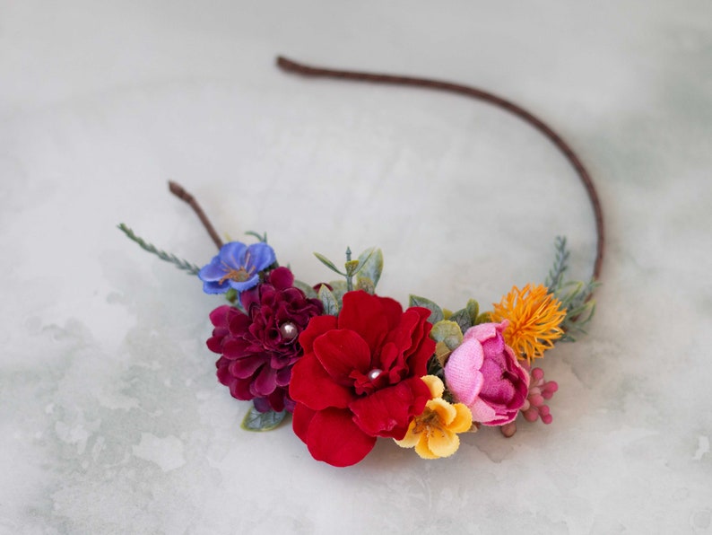 Colorful Frida Flower Crown: Rainbow Floral Headband image 1