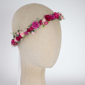 Bloemen Diadeem Bruid Bloemenkroon Tiara Nepbloemen Bruids Tiara Bloemen Bruid Bloemen Haar Bloemenslinger Vintage Hoofd Krans Hoofdband afbeelding 3