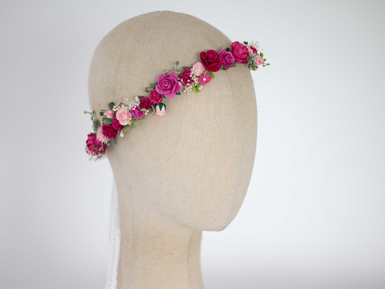 Bloemen Diadeem Bruid Bloemenkroon Tiara Nepbloemen Bruids Tiara Bloemen Bruid Bloemen Haar Bloemenslinger Vintage Hoofd Krans Hoofdband afbeelding 3