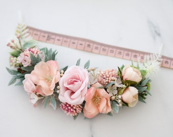 Peach blush bridal comb, bridal hair comb, wedding hair comb, bridal flower headpiece
