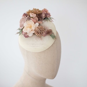Ivory beige fascinator hats for women derby, royal ascot hat, wedding guest floral headpiece, tea party head piece, women's fascinator image 3
