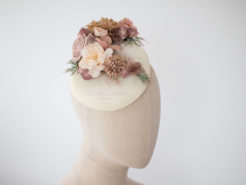 Ivory beige fascinator hats for women derby, royal ascot hat, wedding guest floral headpiece, tea party head piece, women's fascinator image 3