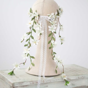 Delicate White Cascade Flower Crown Wedding Flower Crown - Etsy
