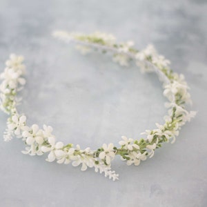 Bridal flower headband, white flower headband for wedding, floral crown for bride or bridesmaids, flower girl headpiece, bridal hair piece image 1