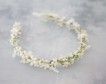 Bridal flower headband, white flower headband for wedding, floral crown for bride or bridesmaids, flower girl headpiece, bridal hair piece