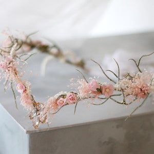 Elven fairy crown, woodland diadem, blush floral crown, fairy flower crown, elf tiara, elf headpiece, elvish tiara, babys breath elven crown image 5