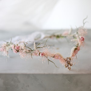 Elven fairy crown, woodland diadem, blush floral crown, fairy flower crown, elf tiara, elf headpiece, elvish tiara, babys breath elven crown image 8