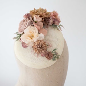 Ivory beige fascinator hats for women derby, royal ascot hat, wedding guest floral headpiece, tea party head piece, women's fascinator image 6