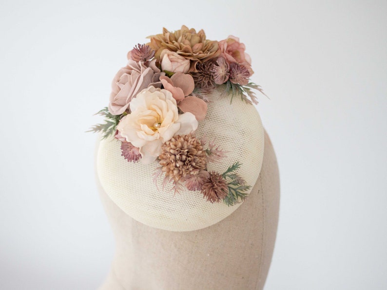 Ivory beige fascinator hats for women derby, royal ascot hat, wedding guest floral headpiece, tea party head piece, women's fascinator image 6