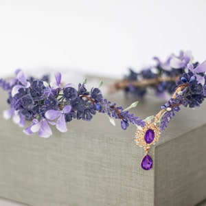 Lavender flower crown, elven flower crown wedding, lavender purple elf tiara for bride bridesmaids, fairy flower crown, elven flower crown