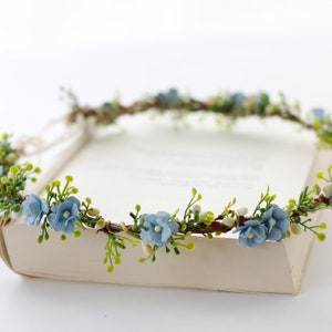 Blue flower crown, blue hair wreath, floral bridal crown, bride crown halo, blue wedding floral crown, blue bridal crown, crowns for wedding