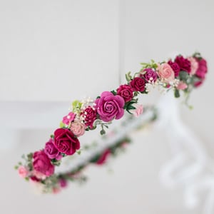 Bloemen Diadeem Bruid Bloemenkroon Tiara Nepbloemen Bruids Tiara Bloemen Bruid Bloemen Haar Bloemenslinger Vintage Hoofd Krans Hoofdband afbeelding 4