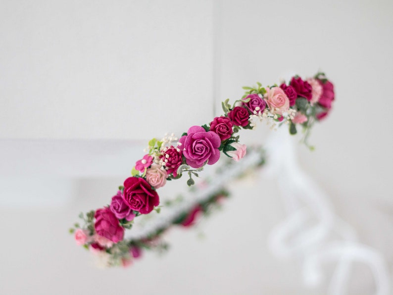 Bloemen Diadeem Bruid Bloemenkroon Tiara Nepbloemen Bruids Tiara Bloemen Bruid Bloemen Haar Bloemenslinger Vintage Hoofd Krans Hoofdband afbeelding 4