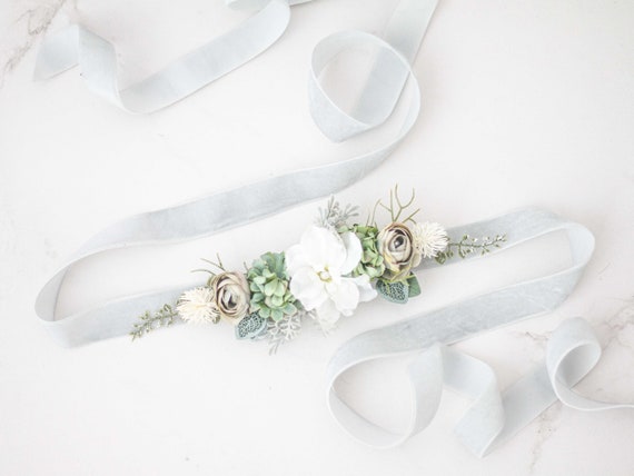 Velvet flower belt for wedding dress flower sash for baby shower