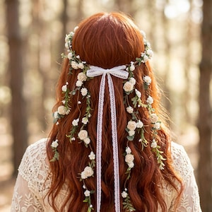 Off White Floral Crown: Rustic Wedding Hair Vine