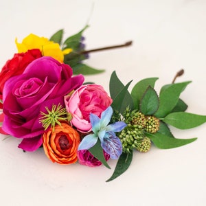 Colorful flower head band, large flower head piece, Frida Khalo flower crown, mexican headpiece, big flower crown, day of the dead headband