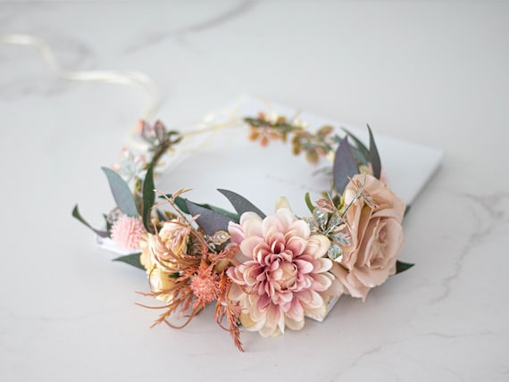 Ghirlanda per capelli con copricapo con corona di fiori Boho per la festa di