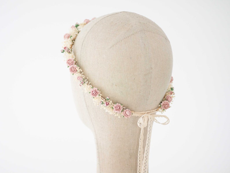 Corona de flores preservadas, diadema de novia con flores secas, tocado paniculata preservada imagen 6