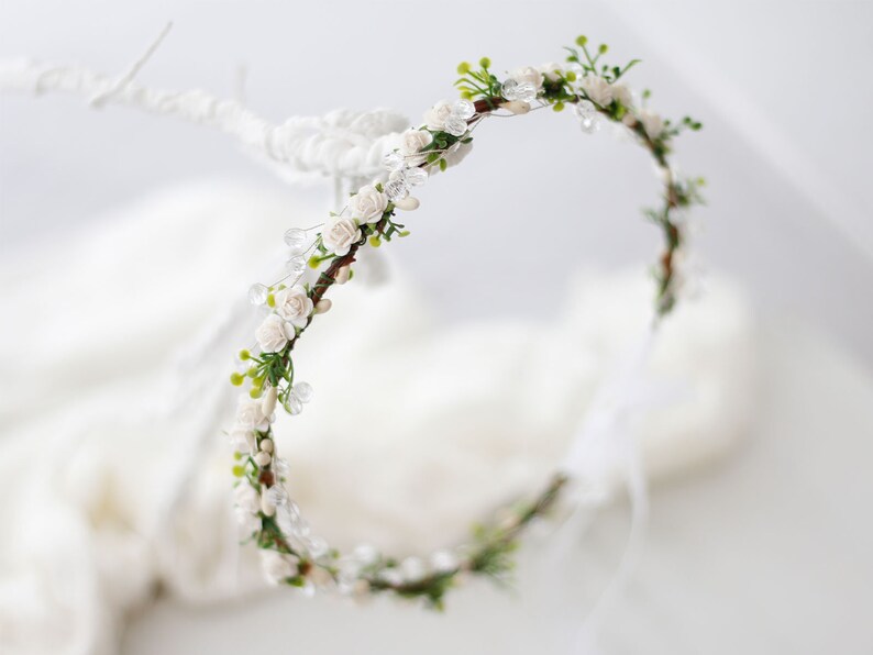Delicate Flower Crown Crystal Fairy Crown Dainty Floral Etsy