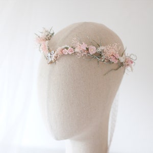 Elven fairy crown, woodland diadem, blush floral crown, fairy flower crown, elf tiara, elf headpiece, elvish tiara, babys breath elven crown image 6