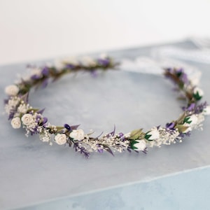 Lavender Flower Crown Wedding White Purple Bridal Crown - Etsy