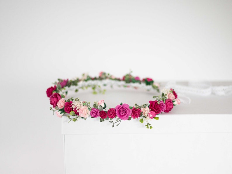 Bloemen Diadeem Bruid Bloemenkroon Tiara Nepbloemen Bruids Tiara Bloemen Bruid Bloemen Haar Bloemenslinger Vintage Hoofd Krans Hoofdband afbeelding 1