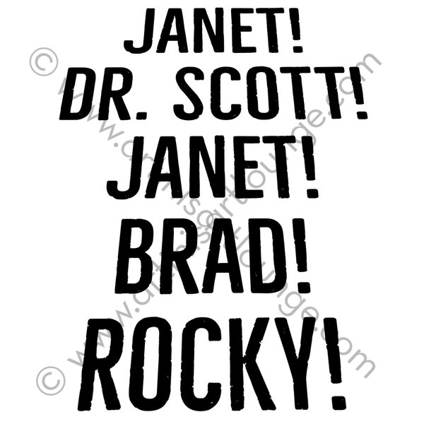 Rocky Horror Picture Show Janet Dr Scott Janet Brad Rocky Digital Files ai dxf jpg pdf png svg