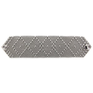 Pulsera de malla hecha a mano de metal líquido SG en acabado cromado con forma de diamante de Sergio Gutiérrez Estilo B10-N