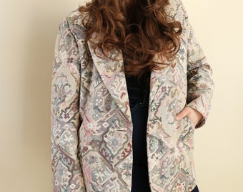 Vintage 90's Pastel Southwestern Print Oversized Blazer