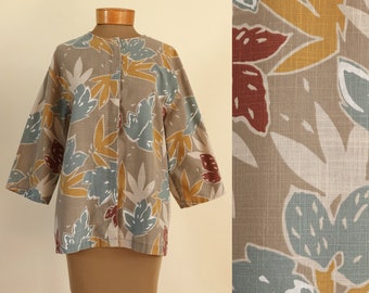 Vintage 70s 80s Smith & Jones Tropical Print Button Down Top