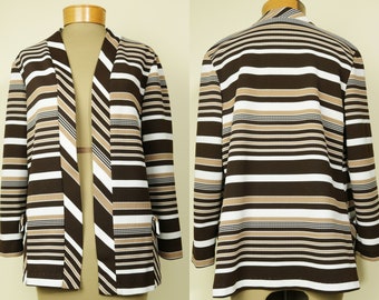 Vintage 70’s Shirt Brown Striped Cardigan Blazer