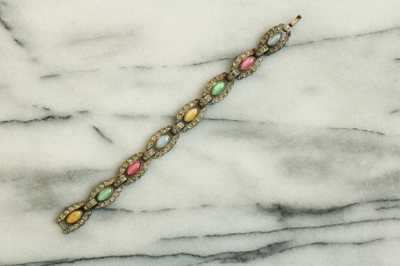 Vintage 50's Pastel Lucite Rhinestone Bracelet