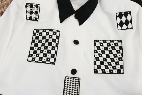Vintage 90's  Button Down Shirt Black and White G… - image 4