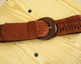 ceinture large tissée vintage des années 1970