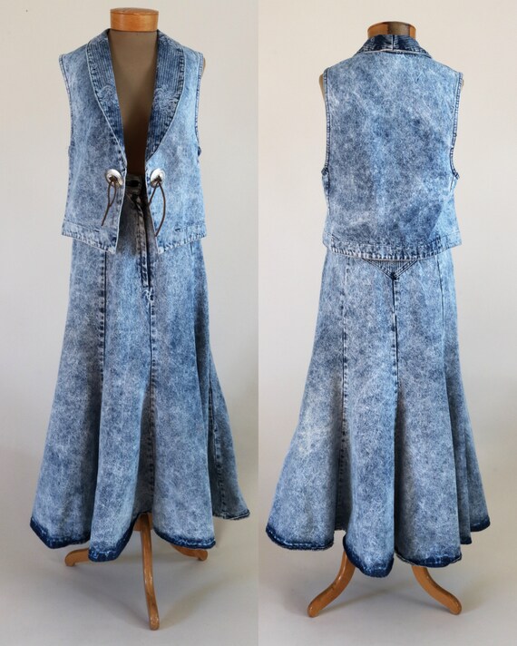 Vintage Acid Wash Denim Two Piece Set by Roughride