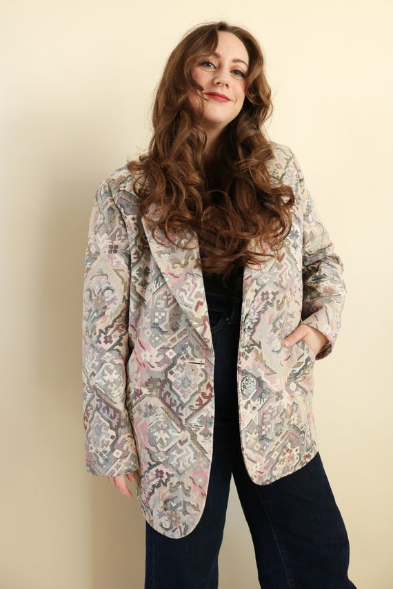 Vintage 90's Pastel Southwestern Print Oversized Blazer