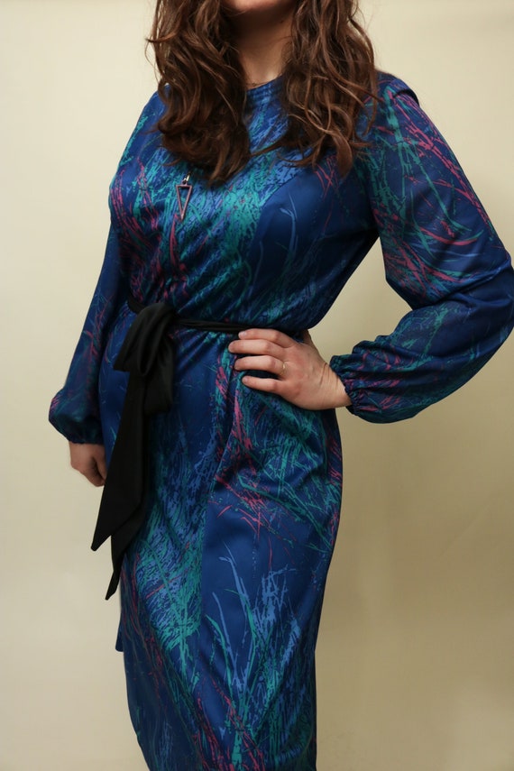 Vintage 70's Three R's Abstract Print Zip Up Hous… - image 1