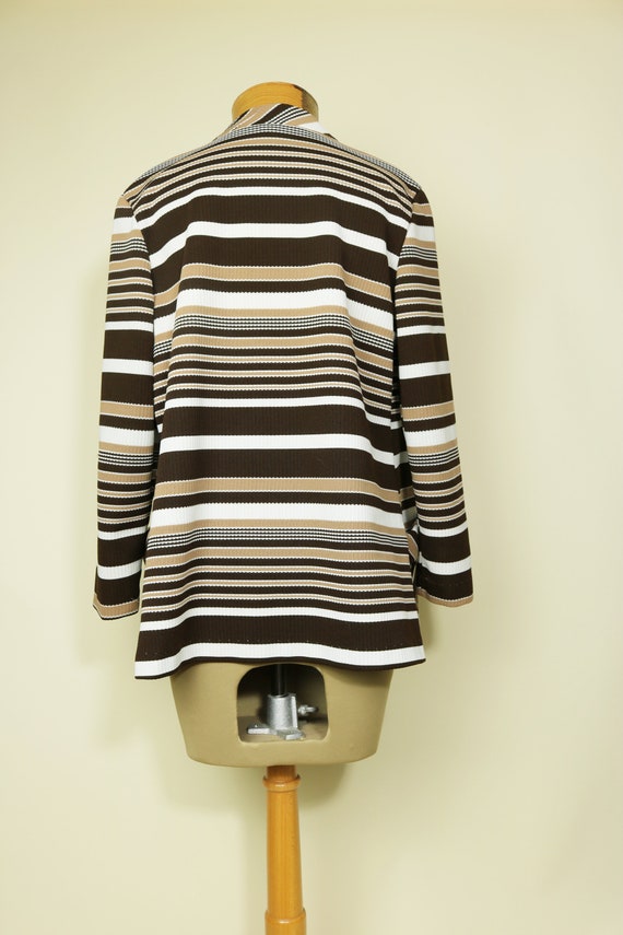 Vintage 70’s Shirt Brown Striped Cardigan Blazer - image 4